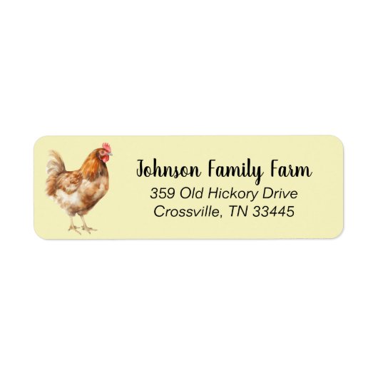 Waterverf Chicken Custom Adresetiketten Etiket (Voorkant)
