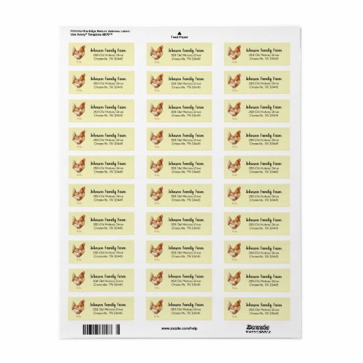 Waterverf Chicken Custom Adresetiketten Etiket (Full Sheet)