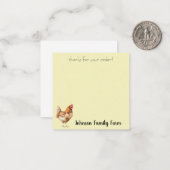 Waterverf Chicken Custom Notitiekaartje (Voorkant / Achterkant in situ)