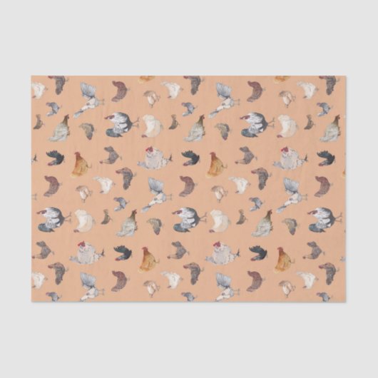 Waterverf Chicken Print Roos Gold Tissuepapier (Voorkant)