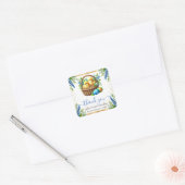 Waterverf Chicks Spring Flowers Baby shower Vierkante Sticker (Envelop)