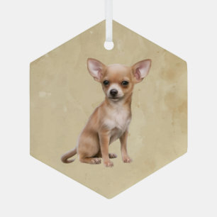 Waterverf Chihuahua Dog Pet Animal Art Glas Ornament
