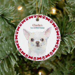 Waterverf Chihuahua Persoonlijke Kerstmis Keramisch Ornament
