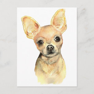 Waterverf Chihuahua, Pet Dog Animal Briefkaart