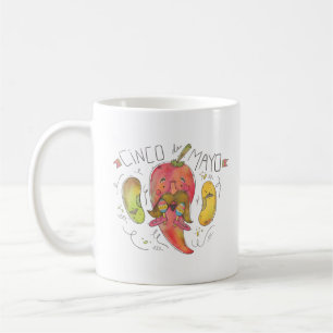 Waterverf chilipeper, bonen, cinco de mayo koffiemok