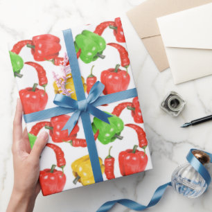 Waterverf Chilli Pepers Patroon Cadeaupapier
