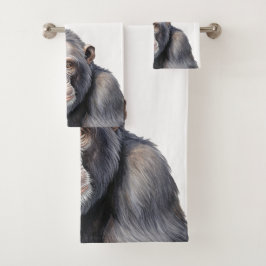 Waterverf chimpansee aap schilderen kunst bad handdoek