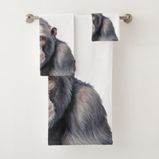Waterverf chimpansee aap schilderen kunst bad handdoek