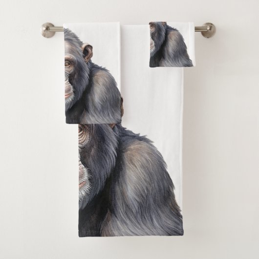 Waterverf chimpansee aap schilderen kunst bad handdoek (Insitu)
