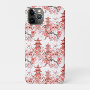 Waterverf Chinese pagode met kersenbloesems (3) iPhone 11 Pro Hoesje
