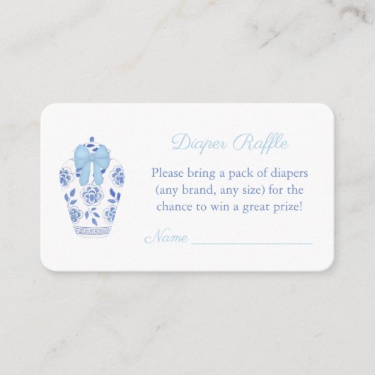 Waterverf Chinoiserie Baby shower Diaper Raffle Informatiekaartje (Voorkant)
