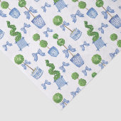 Waterverf Chinoiserie Blauwe Boog Topiary Tissuepapier (Detail)