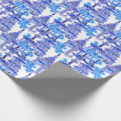Waterverf Chinoiserie Blauwe Pagoden Cadeaupapier (Hoek)