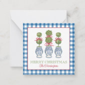 Waterverf Chinoiserie Christmas Red Bow Topiary Notitiekaartje (Voorkant)