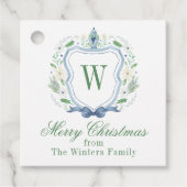 Waterverf Chinoiserie Ginger Jar Monogram Crest Bedankjes Labels (Voorkant)