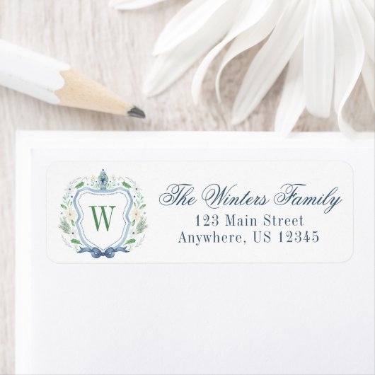 Waterverf Chinoiserie Ginger Jar Monogram Crest Etiket (Insitu)