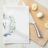 Waterverf Chinoiserie Ginger Jar Monogram Crest Theedoek (Quarter Fold)