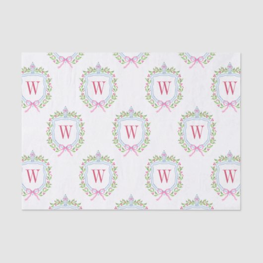 Waterverf Chinoiserie Ginger Jars Monogram Crest Tissuepapier (Voorkant)