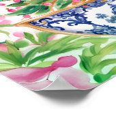 Waterverf Chinoiserie Kerstboom Poster (Hoek)