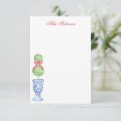 Waterverf Chinoiserie Kerststrik Topiary Bedankkaart (Staand voorkant)