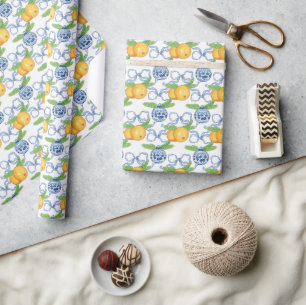 Waterverf Chinoiserie Mandarijnen & Ornamenten Cadeaupapier