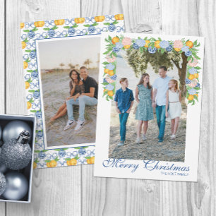 Waterverf Chinoiserie Mandarins Garland Foto Feestdagenkaart