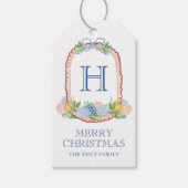 Waterverf Chinoiserie Mandarins Monogram Crest Cadeaulabel (Voorkant)