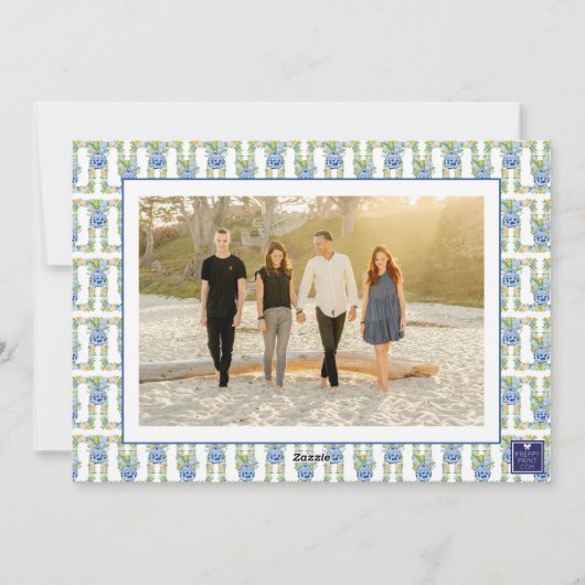 Waterverf Chinoiserie Mandarins Monogram Crest Feestdagenkaart (Achterkant)