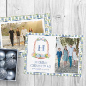 Waterverf Chinoiserie Mandarins Monogram Crest Feestdagenkaart