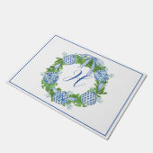 Waterverf Chinoiserie Ornament Krans Monogram Deurmat (Schuin)