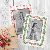 Waterverf Chinoiserie Ornamenten Garland Kerstmis Feestdagenkaart