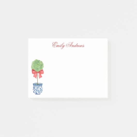 Waterverf Chinoiserie Red Bow Topiary Post-it® Notes (Voorkant)