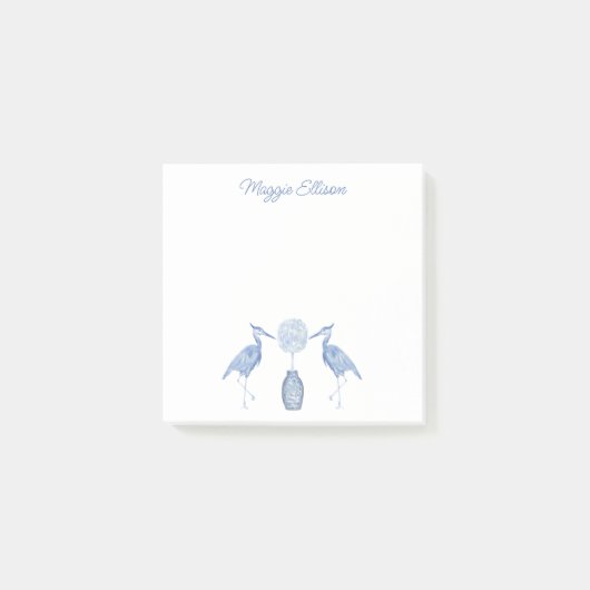 Waterverf Chinoiserie Topiary Blue Heron Post-it® Notes (Voorkant)