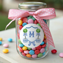 Waterverf Chinoiserie Topiary Monogram Crest