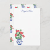 Waterverf Chinoiserie Vaas van rode geraniums Bedankkaart (Voorkant / Achterkant)