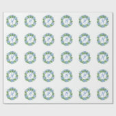 Waterverf Chinoiserie Wreate kerstmonogram Cadeaupapier (Vlak)