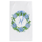 Waterverf Chinoiserie Wreate kerstmonogram Klein Cadeauzakje (Achterkant)