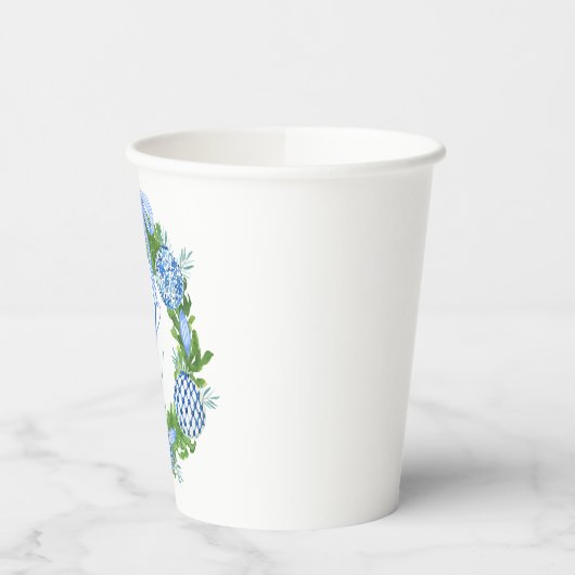 Waterverf Chinoiserie Wreate kerstmonogram Papieren Bekers (Links)