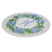 Waterverf Chinoiserie Wreate kerstmonogram Snijplank (Hoek)