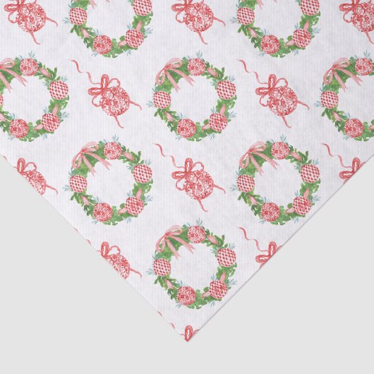 Waterverf Chinoiserie Wreate kerstmonogram Tissuepapier (Detail)