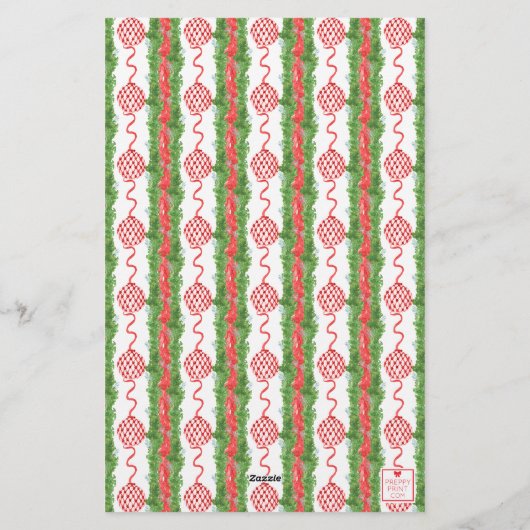 Waterverf Chinoiserie Wreater Monogram Kerstmis Briefpapier (Achterkant)