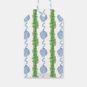 Waterverf Chinoiserie Wreater Monogram Kerstmis Cadeaulabel (Achterkant)