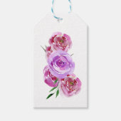 Waterverf chique pioenen pastel boeket dank u cadeaulabel (Voorkant)