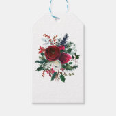 Waterverf chique pioenen winter boeket dank u cadeaulabel (Voorkant)