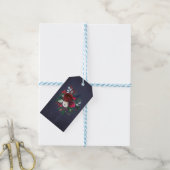 Waterverf chique pioenen winter marineblauw dank u cadeaulabel (Met Touw)