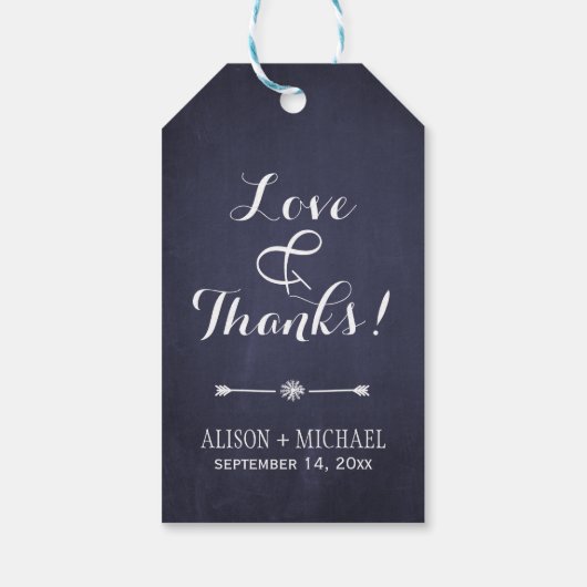 Waterverf chique pioenen winter marineblauw dank u cadeaulabel (Achterkant)