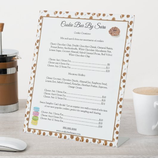 Waterverf Chocolade Chips Cookies Bakery Reclamebord Met Voetstuk (Insitu)