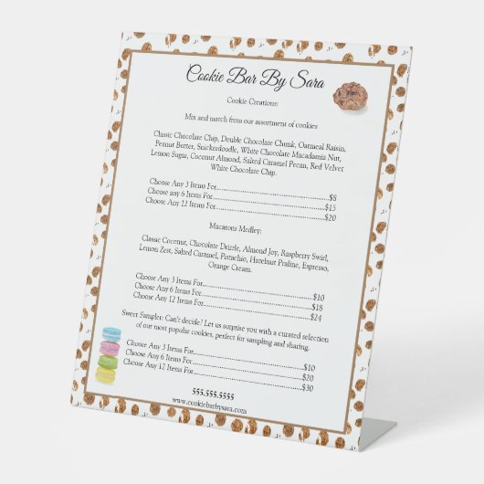 Waterverf Chocolade Chips Cookies Bakery Reclamebord Met Voetstuk (Voorkant)