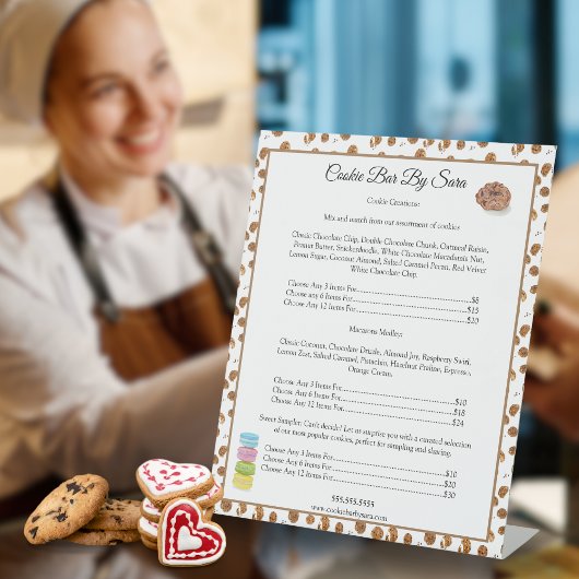 Waterverf Chocolade Chips Cookies Bakery Reclamebord Met Voetstuk