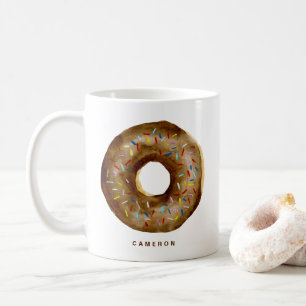 Waterverf Chocolade Donut Sprinkles gepersonalisee Koffiemok